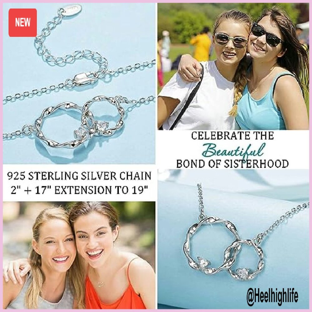 Sterling Silver Interlocking Circles Necklace, Ad… - image 6